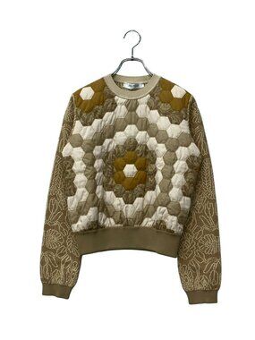 Max Mara Sweatshirt Pattern Cotton Hexagon Contrast Knit